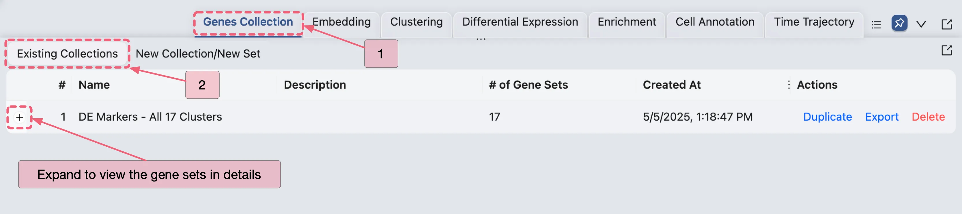 Navigating and managing gene collections related to the cross-clusters analysis.